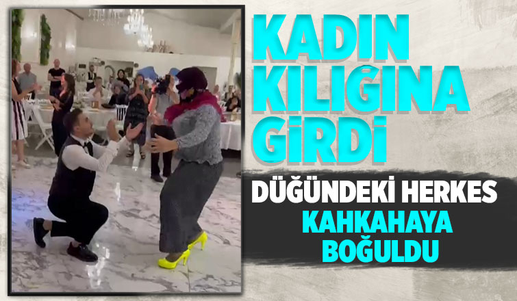 Damadın arkadaşı kadın kılığına girdi