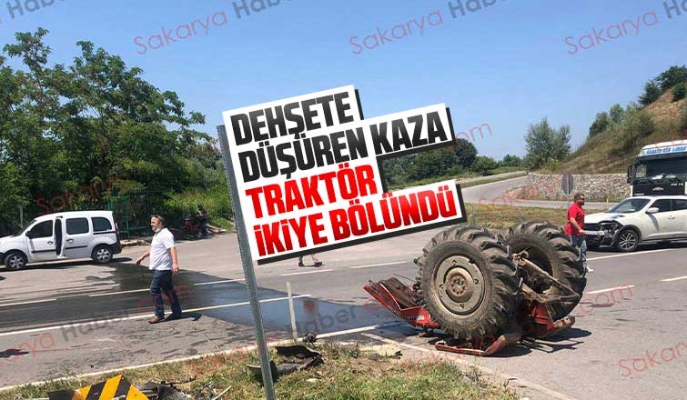 Dehşete düşüren kaza; Traktör ikiye bölündü