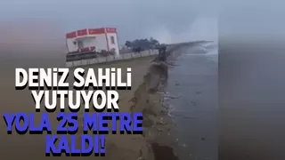 Deniz Karasu'da sahili yutuyor: Yola 25 metre kaldı