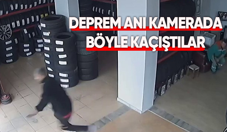 Deprem anındaki panik kamerada
