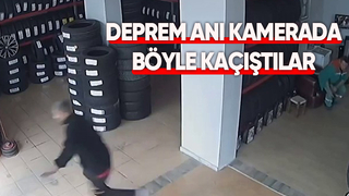 Deprem anındaki panik kamerada