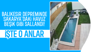 Depremde yüzme havuzu beşik gibi sallandı; İşte o anlar