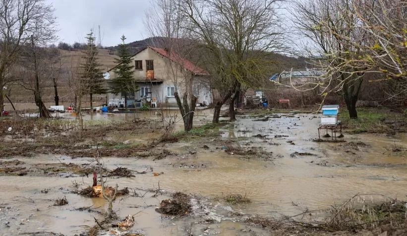 Dere taştı birçok tarım arazisi ve iki ev su altında kaldı