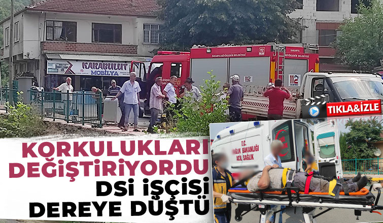 Dereye düşen işçiyi itfaiye kurtardı