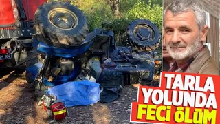 Devrilen traktörün altında can verdi