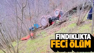 Devrilen traktörün altında can verdi