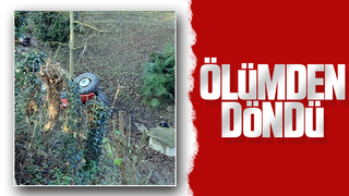 Devrilen traktörün sürücüsü ölümden döndü