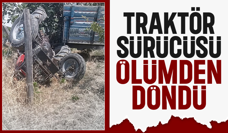 Devrilen traktörün sürücüsü yaralandı