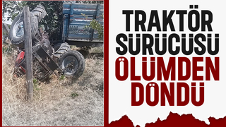 Devrilen traktörün sürücüsü yaralandı
