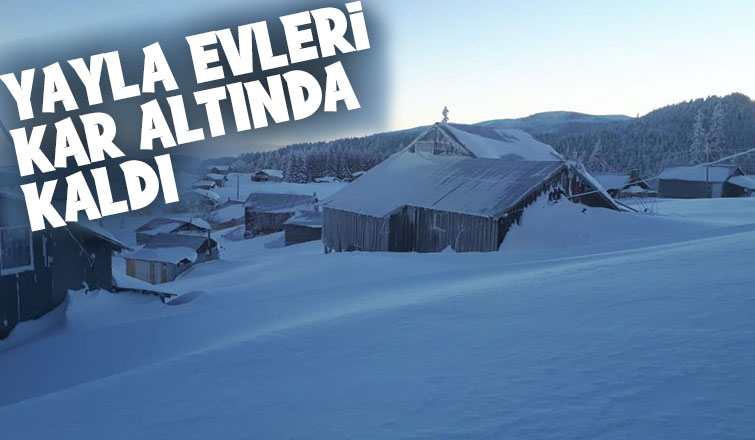 Dikmen Yaylası'ndan evler kar altında kaldı