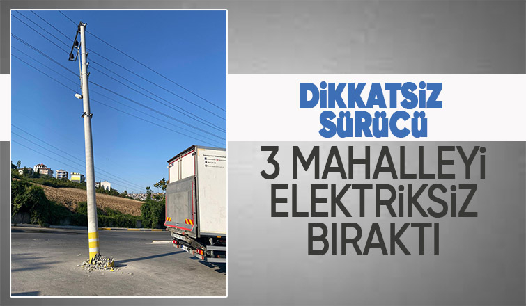 Direğe çarptı 3 mahallede elektrikler kesildi