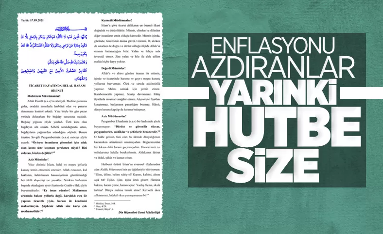 Diyanet'in bu haftaki hutbesinin konusu fahiş fiyatlar