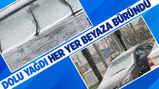 Dolu yağdı, cadde ve sokaklar beyaza büründü
