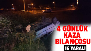 Dört günde meydana gelen 12 kazada, 16 kişi yaralandı
