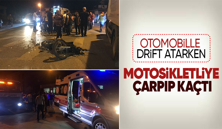Drift kazası; Motosikletliye çarptı kaçtı
