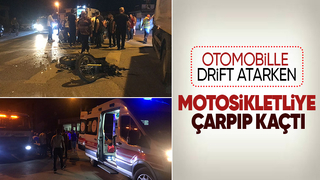 Drift kazası; Motosikletliye çarptı kaçtı