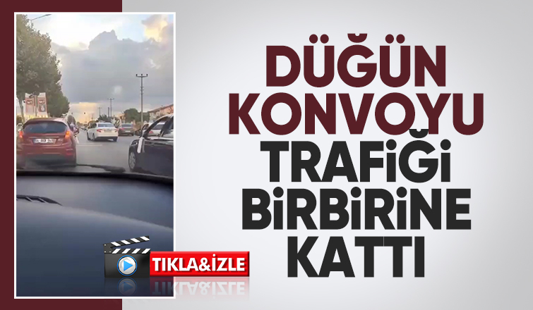 Düğün konvoyu trafiği aksattı