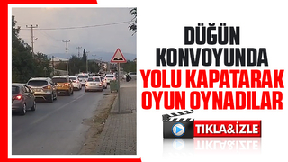 Düğün konvoyu yolu kapadı