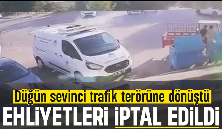 Düğün konvoyunda caddeyi kapatıp drift attılar