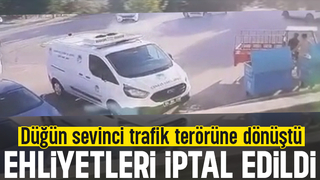 Düğün konvoyunda caddeyi kapatıp drift attılar