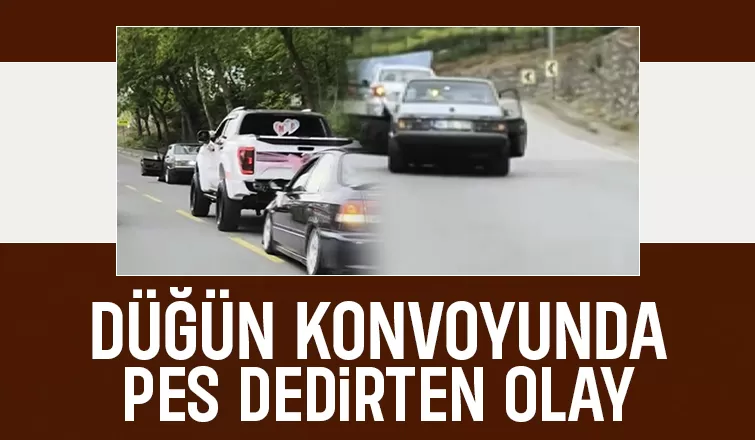 Düğün konvoyunda tepki çeken hareket
