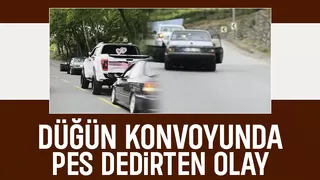 Düğün konvoyunda tepki çeken hareket