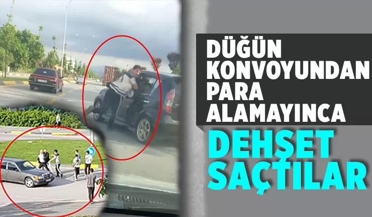 Düğün konvoyundan istediklerini alamayınca saldırdılar