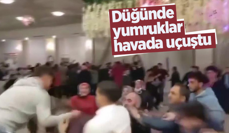   Düğünde itişme kavgası kamerada