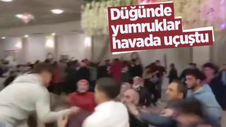   Düğünde itişme kavgası kamerada