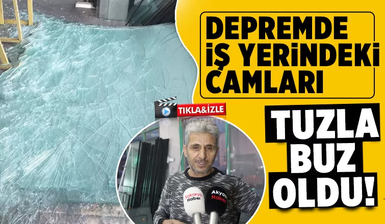 Dükkanındaki birçok cam tuzla buz oldu