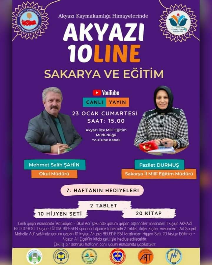 Durmuş, canlı yayında Sakarya'daki eğitimi anlatacak