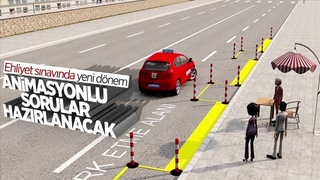 Ehliyet sınavlarında animasyonlu soru dönemi