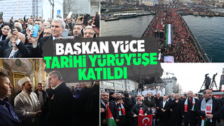 Ekrem Yüce büyük yürüyüşe katıldı