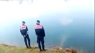 El freni çekilmeyen araç gölete uçtu