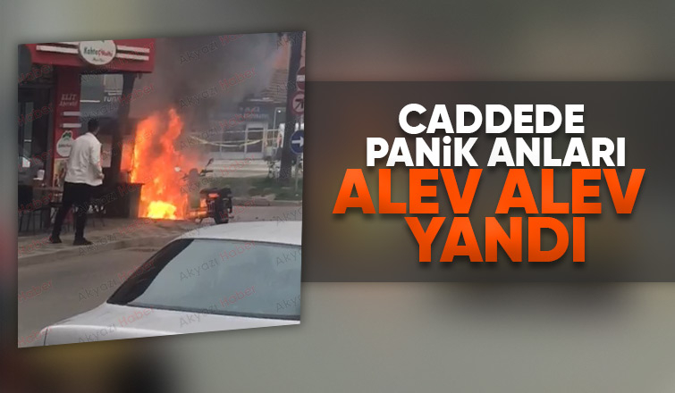 Elektrikli bisiklet alev alev yandı