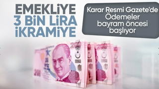 Emekliye 3 bin lira ikramiye Resmi Gazete'de
