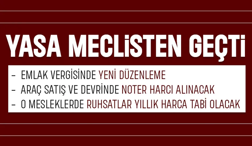 Emlak vergisine yeni düzenleme, araç satış ve devrine noter harcı geldi