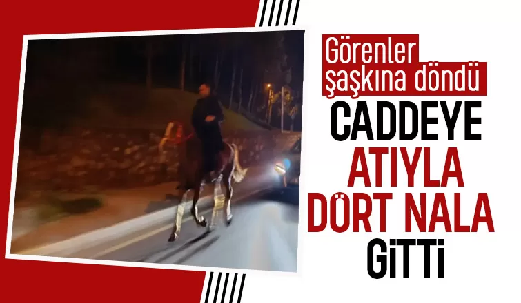 En işlek caddede atıyla dört nala gitti