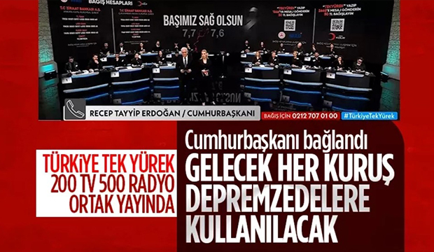 Erdoğan Türkiye Tek Yürek ortak yayınına bağlandı