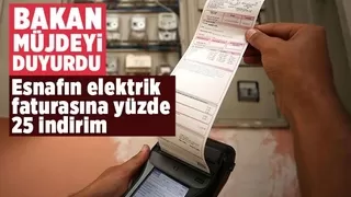 Esnafın elektrik faturasına yüzde 25 indirim