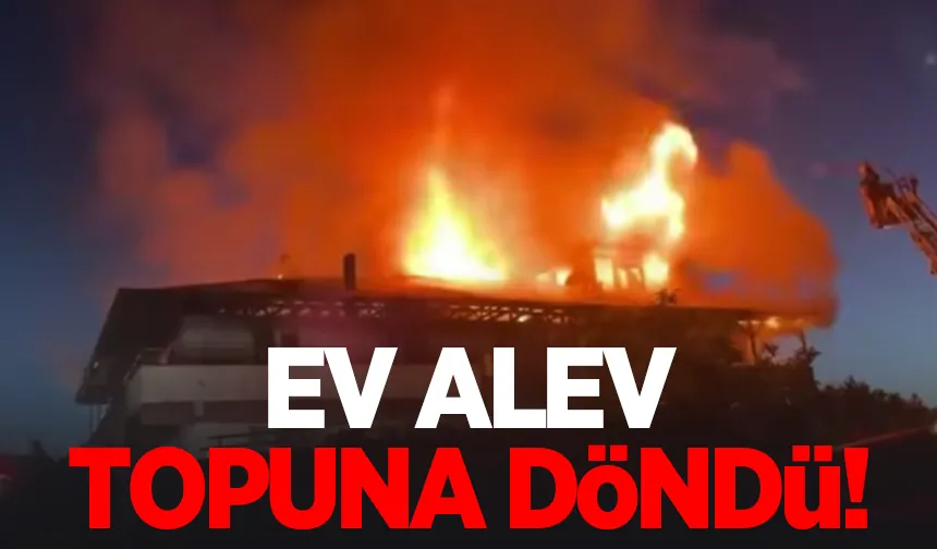 Evin çatısı alev alev yandı