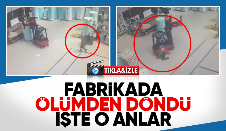 Fabrikada forklift kazası kamerada