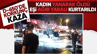 Feci kazada kadın yanarak öldü