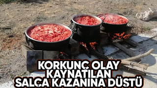 Feci olay; salça kaynatılan kazana düştü