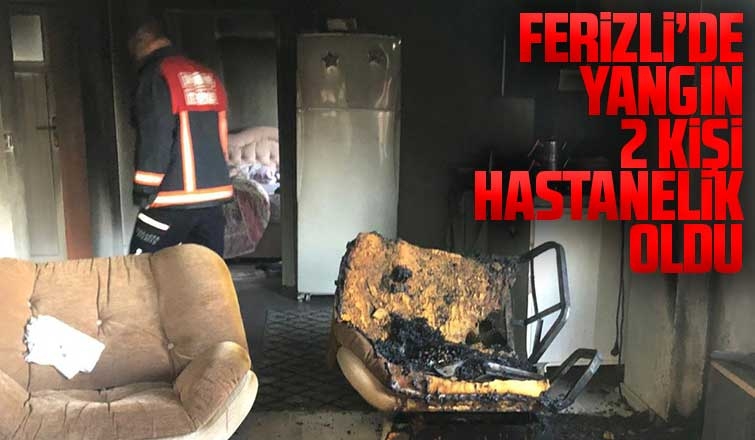 Ferizli'de yangın 2 kişi hastanelik oldu
