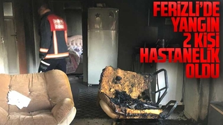 Ferizli'de yangın 2 kişi hastanelik oldu