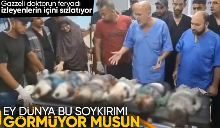 Filistinli doktor, katledilen çocukların başında dünyaya isyan etti