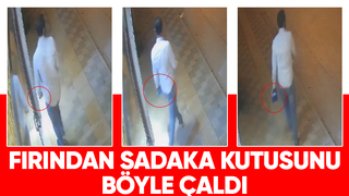 Fırından sadaka kutusunu çaldı, kameraya yakalandı
