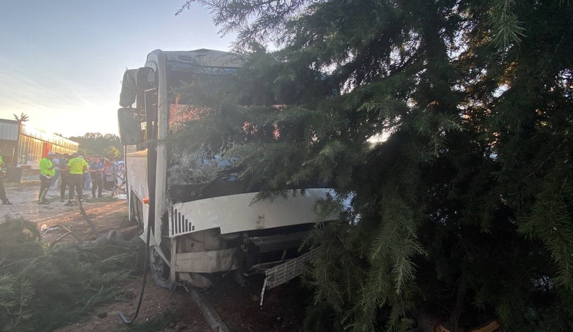 Freni patlayan servis midibüsü ağaçları biçti: 2 yaralı