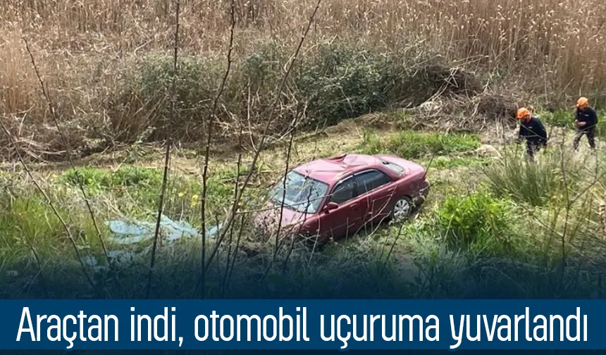 Frenleri kontrol etmek için indi, şarampole yuvarlandı